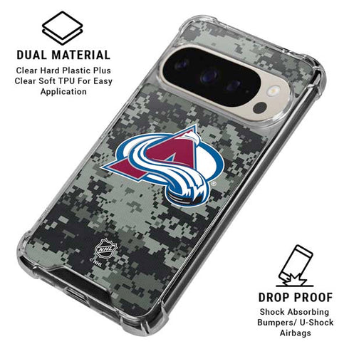 NHL Colorado Avalanche Camo Pixel 9/9 Pro Clear Case